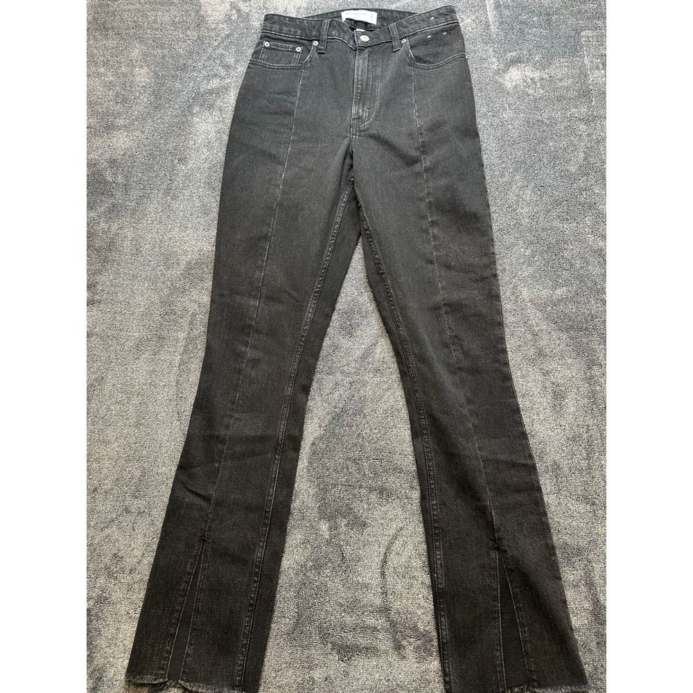 Abercrombie & Fitch Curve Love Skinny High Rise Jeans Black Front Slit 27 4R-240